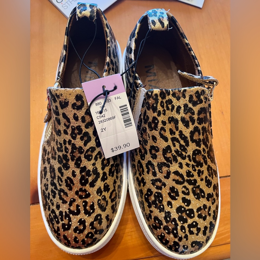 NEW- Adorable Animal Print Sneakers- girls size 2